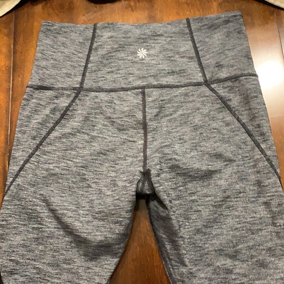 Athleta Leggings. Size Medium. Gray with black, sheer panels on legs. Super cute - Picture 2 of 7
